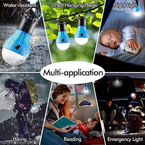 17 Mini Portable Lantern Tent Light LED Bulb Emergency Lamp Waterproof Hanging Hook Flashlight For Camping 4 Colors Use 3 pcs AAA