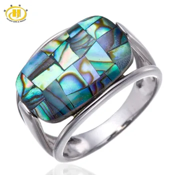 

Hutang Natural Colorful Abalone Shell Rings Solid 925 Sterling Silver Ring for Women Fine Elegant Pearl Jewelry Best Gift New