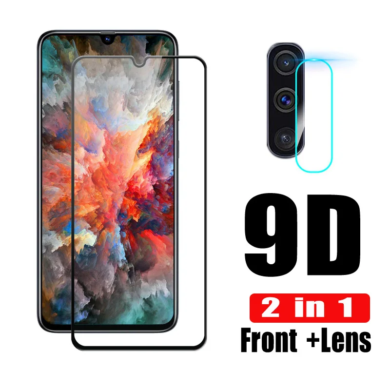 

2 In 1 Protective Glass For Samsung A50 A40 A70 A30 A20 A10 Tempered Glass Lens Film On A7 2018 A40 2+1 A 50 A70 ScreenProtector