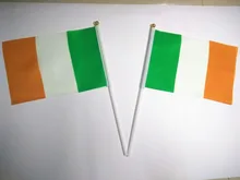 Wholesale Hand wave banners Ireland National flags polyester materials with pole 14*21 cm