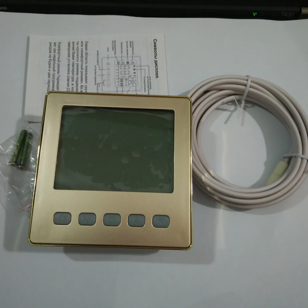 

Thermostat 16A 230V CE M75.16 Golden LCD Display Weekly Programmable Room Floor Heating Thermostat for Room Temperature Control