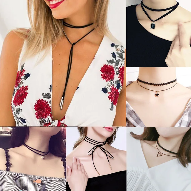 Zoeber HOT Black Velvet geometry Choker Necklace Pendant Chain statement Chocker Zoeber HOT Black Velvet geometry Choker Necklace Pendant Chain statement Chocker