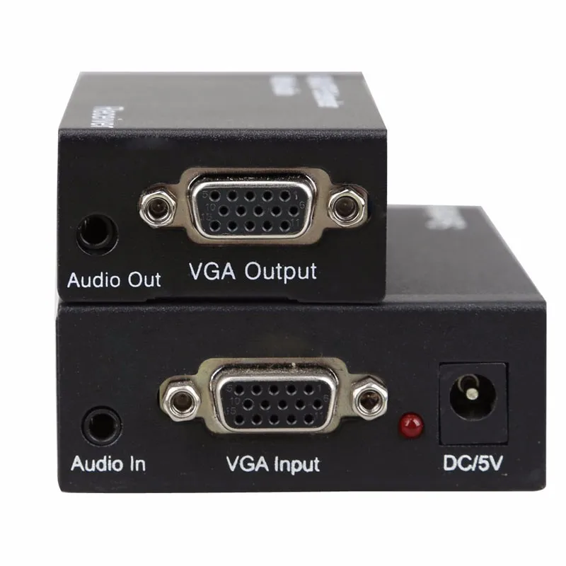 Двойной видео VGA UTP 1x1 Splitter Extender с аудио до Cat5/6 до 300 м VGA UTP Extender отправитель приемник с США/ЕС Plug