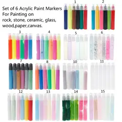 6 шт. на водной основе спрессованные цветы полимерная краска ручка для канва для DIY дерево стекло Керамика