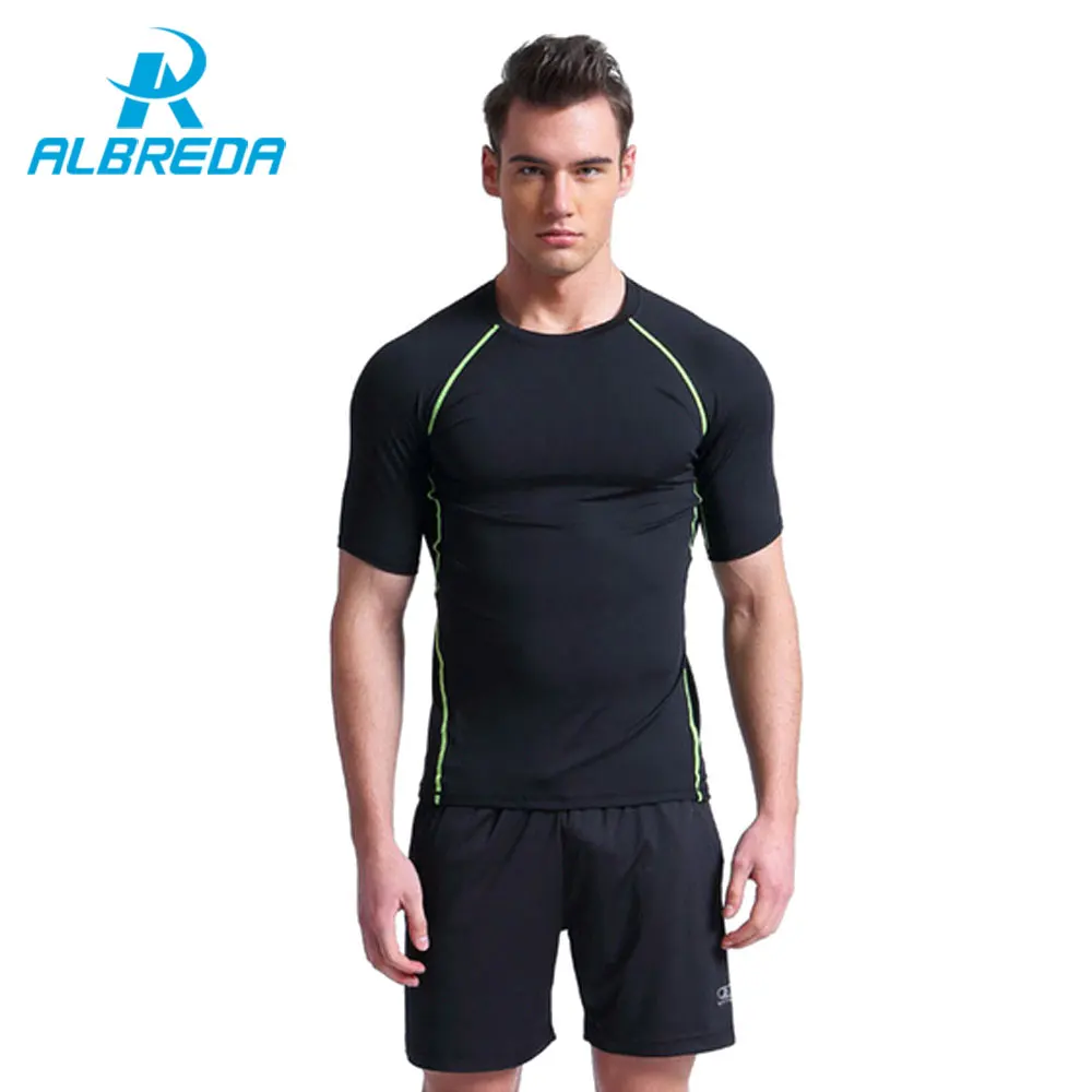 ALBREDA Man Yoga Sport Suits Set 2 Piece Male Short sleeved Quick ...