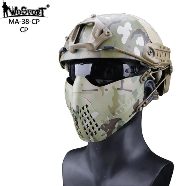 IDOGEAR Máscara de airsoft táctica airsoft inferior cara máscara de malla  de acero de media cara máscara protectora estilo militar cómoda ajustable