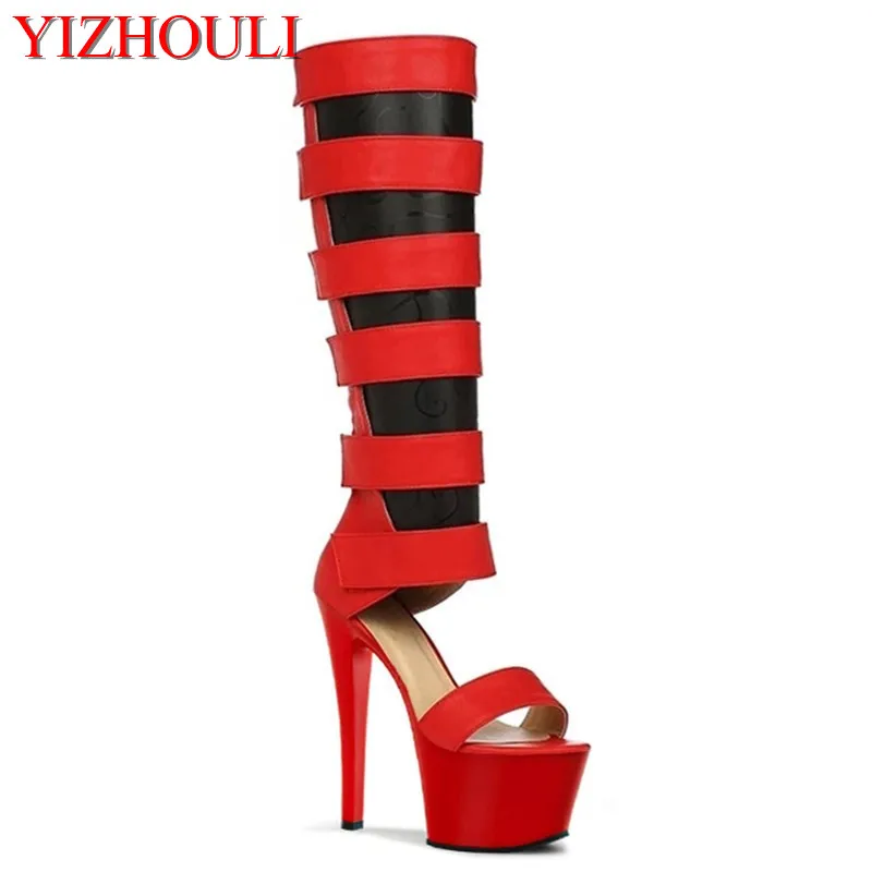 

17cm Women Fashion Peep Toe Shining Gold Rhinestone Strappy High Heel Sandals Ankle Wrap Gladiator Sandals Wedding Dress Shoes