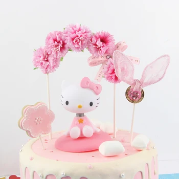 

beautiful flower bowknot arch cake topper birthday cake decoration baby shower kids birthday party wedding favor supplies