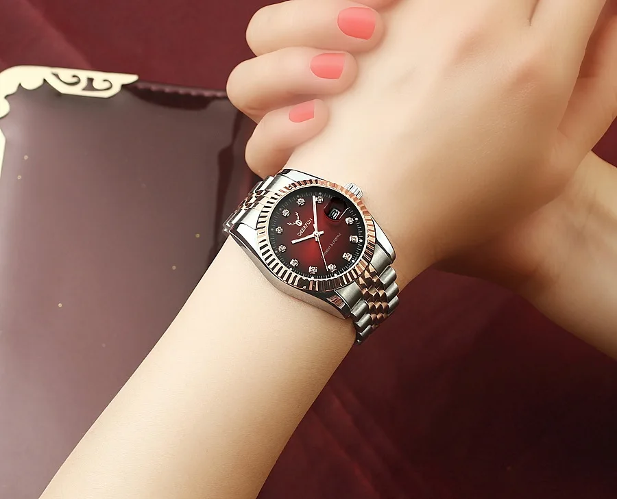 Women watch Deerfun famous brand business diamond rose gold calendar luxury waterproof lady quartz wristwatch relogio feminino