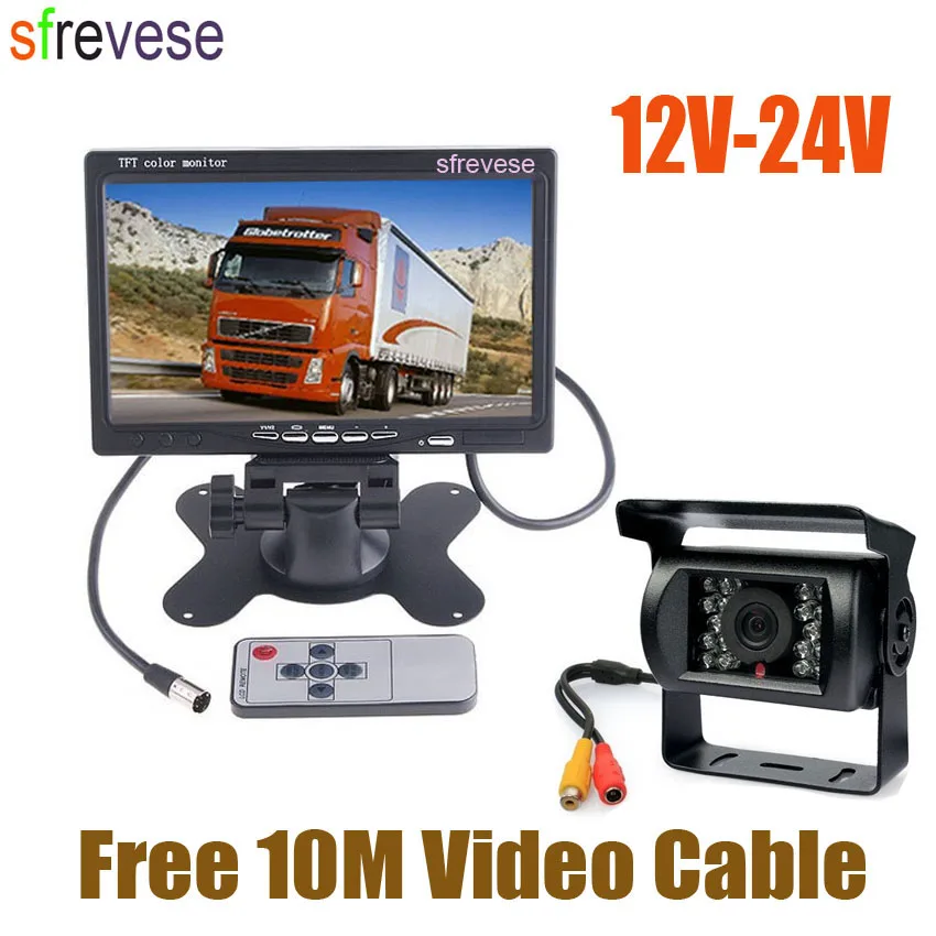 

Waterproof 18 IR Car Rear View Kit Reversing Parking Backup Camera + 7" LCD Monitor for Bus Truck Motorhome 12V-24V