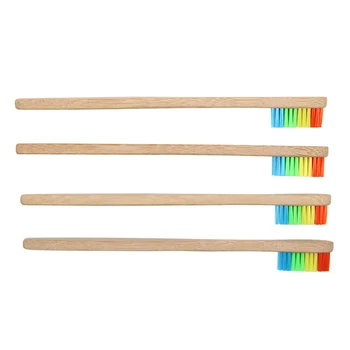 

1/4 Pcs Toothbrush Bamboo Wooden Handle Rainbow Soft Bristle Oral Care Tooth Brush for Adult Child 88
