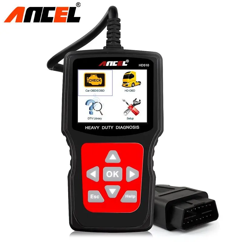 

Ancel HD510 OBD2 Car Truck Heavy Diagnostic Tool OBD 2 Scanner Engine ABS Airbag Crash Data Reset Brake Duty Automotive Scanner