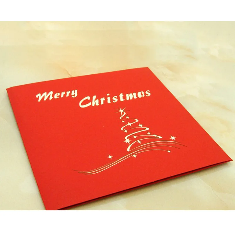 Merry Christmas Tree Vintage 3D Laser Christmas Card Christmas Decorations Gifts Handmade Custom Greeting Cards Xmas Postcards (1)