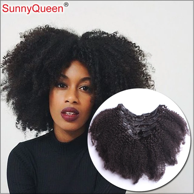 Clip In Human Hair Extensions Brazilian Afro Kinky Curly ...