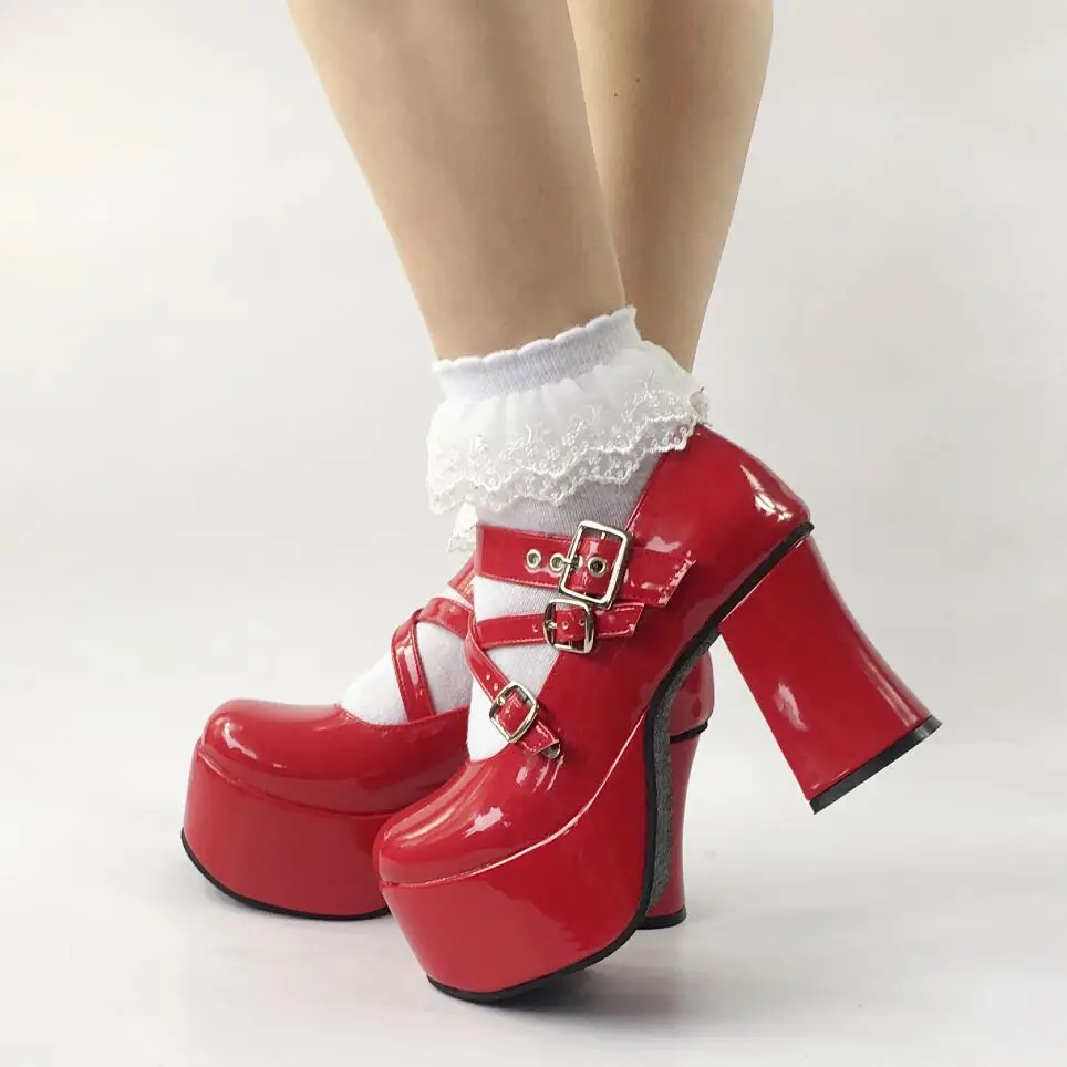 New-9cm-Hoof-Heels-Thick-Platform-Womens-Pumps-Queen-Cosplay-Gothic-Punk-Lolita-Shoes-Ankle-Strap-  10
