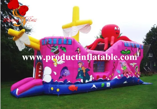 Inflatable pirate Ship Bouncy Castle, Boat Bouncer Jumping, Pirate Boat Inflatable Bouncer