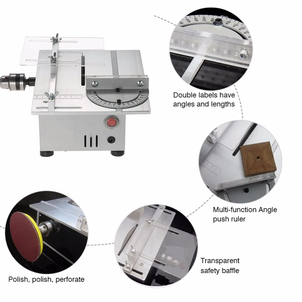 Mini Table Saw Portable DIY Wood Cutting Machine Desktop Buddha Beads Polish Machine Metal/Acrylic Cutter 220V EU Plug
