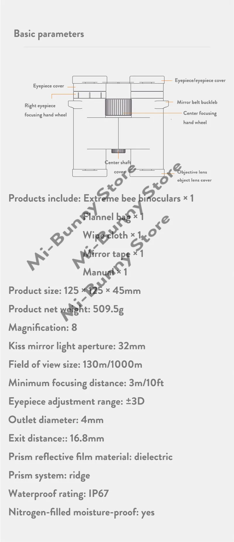 Xiaomi Beebest бинокль 8 раз Золотое увеличение IP67 заполненный азотом водонепроницаемый в комплекте зеркальный ремень для семейных путешествий