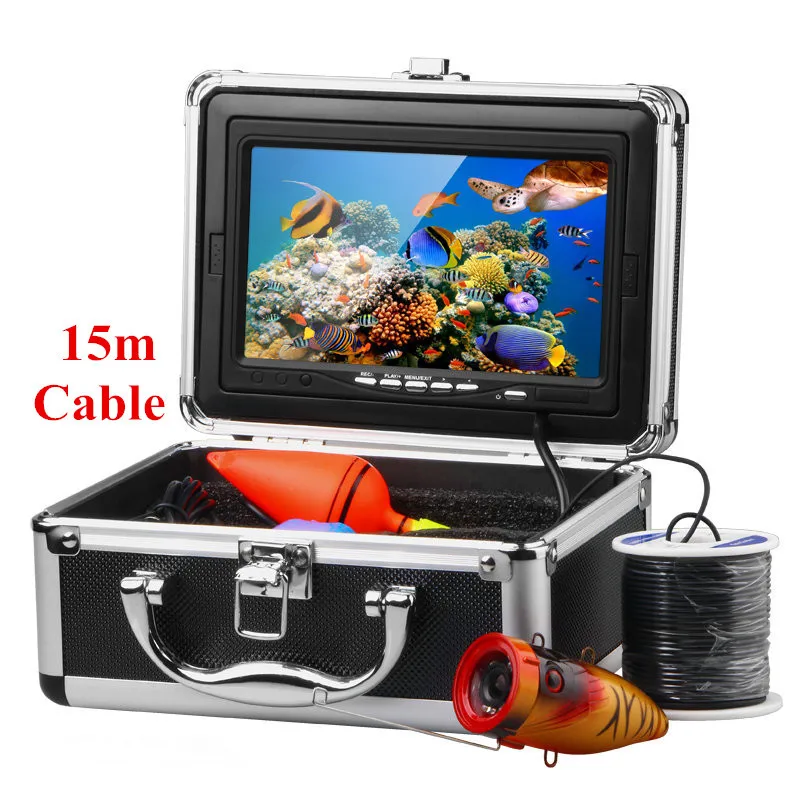 

12Pcs LED 1000TVL 7'' Color LCD Monitor Underwater Ice Video Fishing Camera System 15m Cable Visual Fish Finder