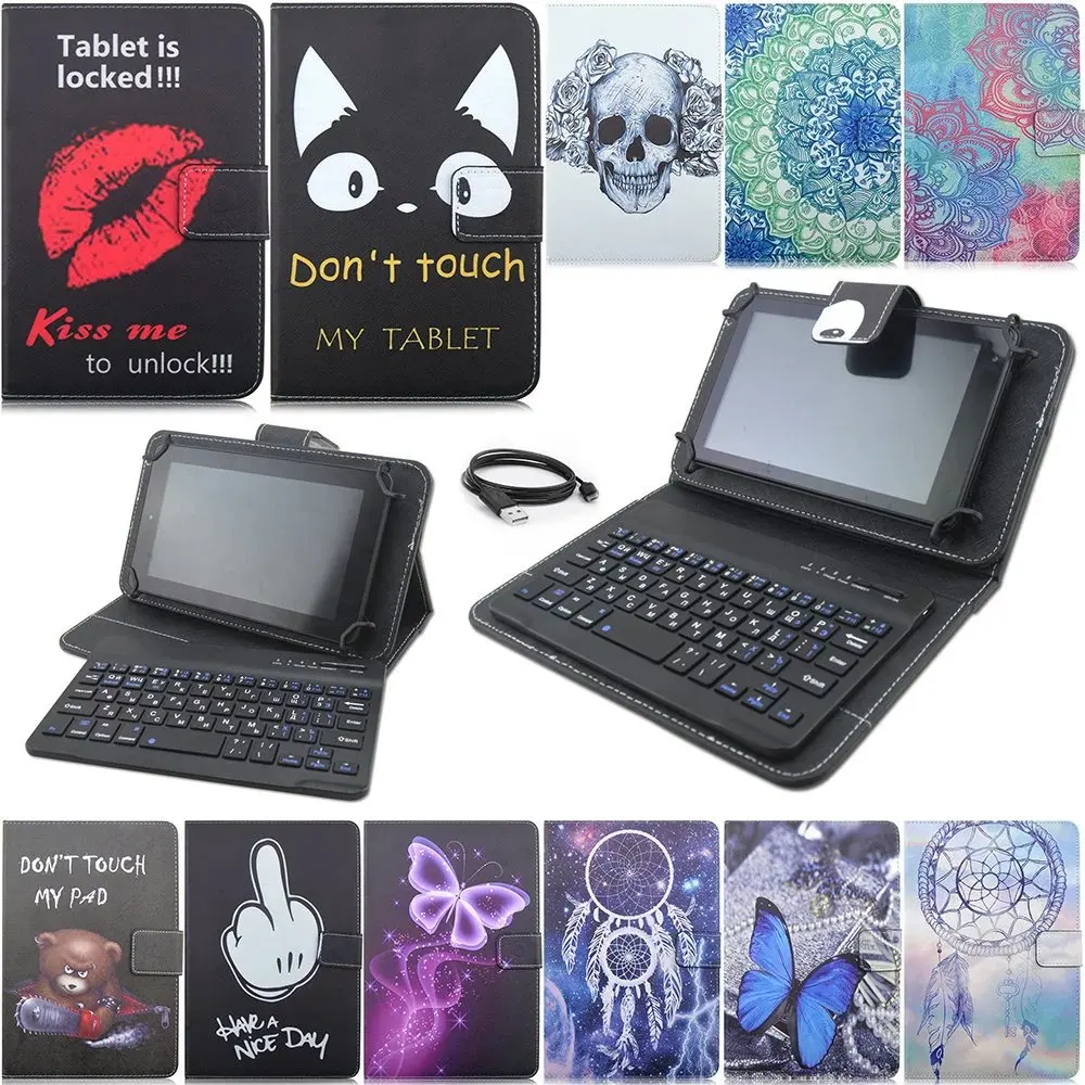 

New Russian language Bluetooth Connector Keyboard Stand PU Leather Protective Cover Dock Case For 7/ 8 Inch Universal Tablet