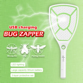 

Electric Mosquito Swatter Night light Bug Zapper Portable Fly Mosquito Killer Pest Control USB charging plug 1000mAh Battery