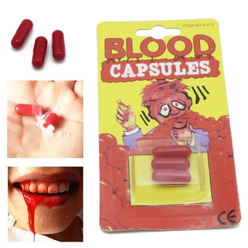 

9pcs/lot Funny Blood Pill Trick Toys Whimsy Prop Vomiting Blood Capsule April Fool's Day Joke Toys