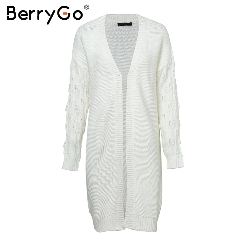 BerryGo Casual knitted long cardigans sweaters 2018 Autumn winter sweaters cardigans Women loose kimono jumpers female cardigans