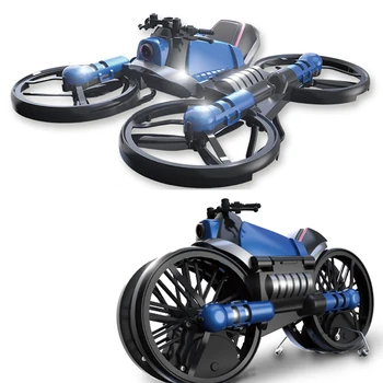 

1Pc Motorcycle Helicopters Professional Folding 6 Axis Vehicle Multi-functional Airplane RC Drone 2 In 1 Quadcopter Toy Plastic