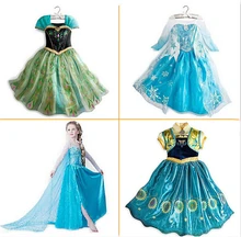 New 2016 Summer Girls Dress Elsa Anna Cosplay Dress vestidos infants princess Dress Children Clothing Baby Kids Clothes 2-11 yrs