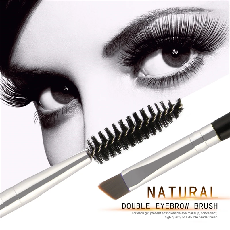 Double-ended Eyebrow Brush Multicolor Wood Handle Eyelashes Eyebrow Flat Angled Brush Comb Eye Makeup Cosmetic Brushes