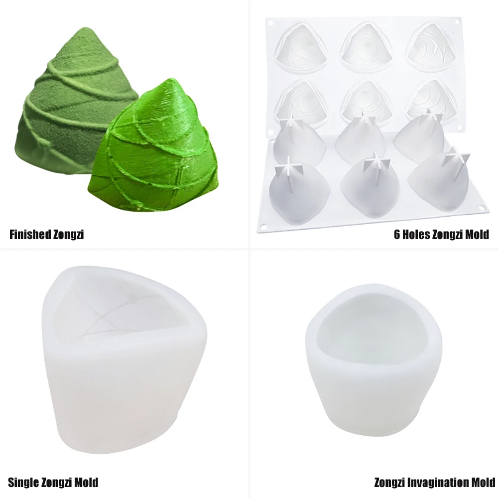 

GODWJ 6 Holes Zongzi Mousse Cake Silicone Mold Dragon Boat Festival Mold Ice Cream Mold DIY Baking Cake Decorating Tools