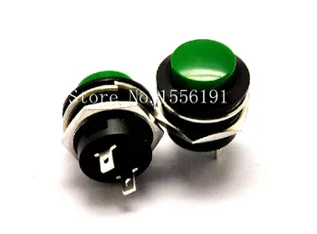 

5PCS 2 Pin Push button switch R13-507 16mm 3A/250VAC Automatic reset switch Non-locking Momentary Green