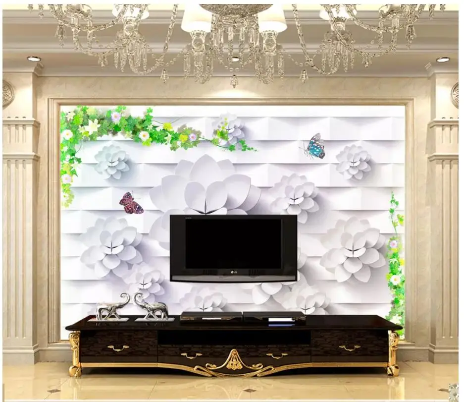 На заказ 3d обои для стен 3 d настенные фрески обои зеленый цветок лоза ТВ фон настенная живопись гостиная украшения