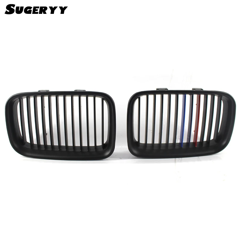 

SUGERYY 1 Pair Matte Black M 3 Color Front Kidney Car Racing Grill Grille Bumper For BMW 3 Series E36 1997-1999 Car-styling