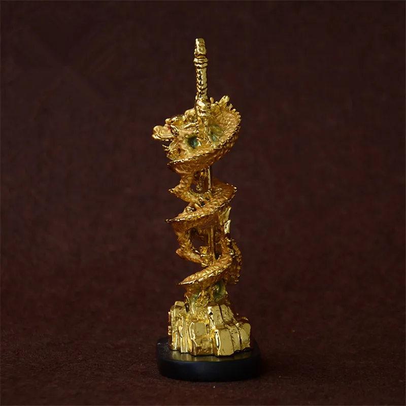 

13cm Resin Gold Gilding Taoism Religious Swept Bad Keep Peace Dragon Sword Home Putting Decorate Tailsman Crafts