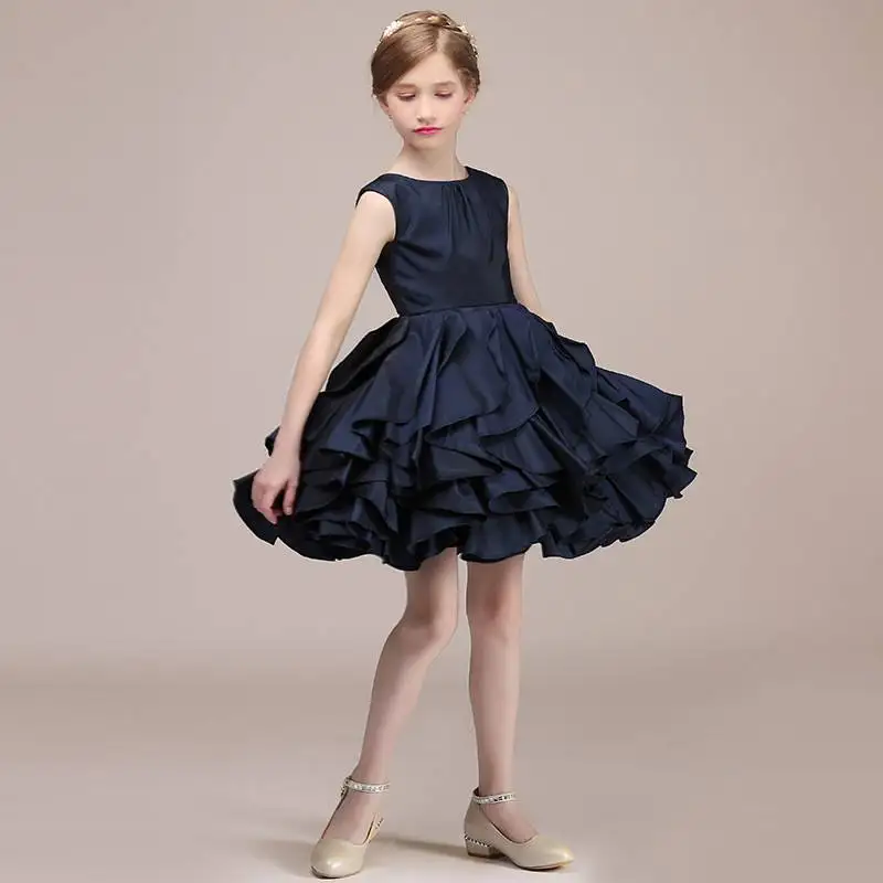 

2019 New Kids Girl Wedding Birthday Party Dress Teen Girl Elegant Princess Pageant Vestido Children Pleat Formal Prom Gown Q478