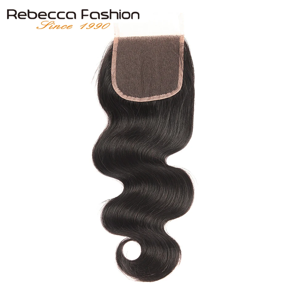 Rebecca Non Remy Peruvian Body Wave With Closure Human Hair Weave 4 Bundles With 4X4 Lace Closure Hair Extensions Free Shipping