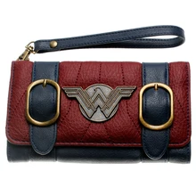 DC comics wonder woman double buckle tri fold flap wallet DFT 6502