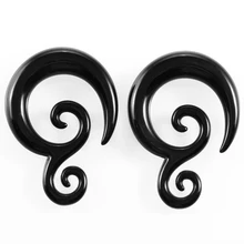 Пара акриловых черных спиралевидый ушной наконечник ювелирные изделия Поддельные спиральные ушные туннельные серьги-Плаги для пирсинга тоннели для ушей ювелирные изделия для тела 1,6 мм-10 мм