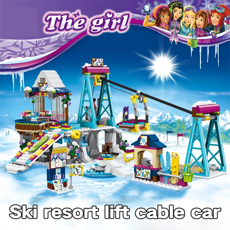  632pcs Winter Snow Ski Resort Lift Cable Car Building Blocks Compatible Legoinglys Girls Friends Br