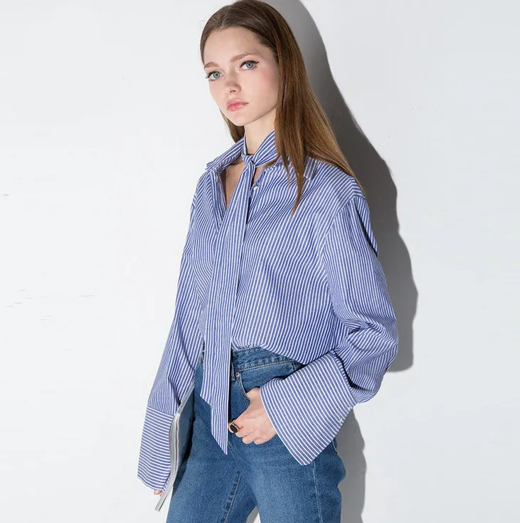 camisa rayas azul y blanca mujer