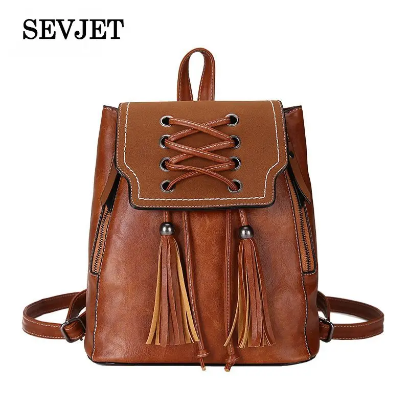 SEVJET женский рюкзак с кистями из искусственной кожи Mochilas дорожные школьные сумки