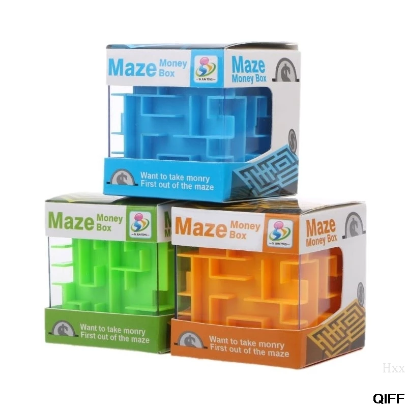 

Novelty 3D Money Maze Bank Cube Puzzle Saving Coin Collection Case Box Brain Game Kids Toy Gift Hxx