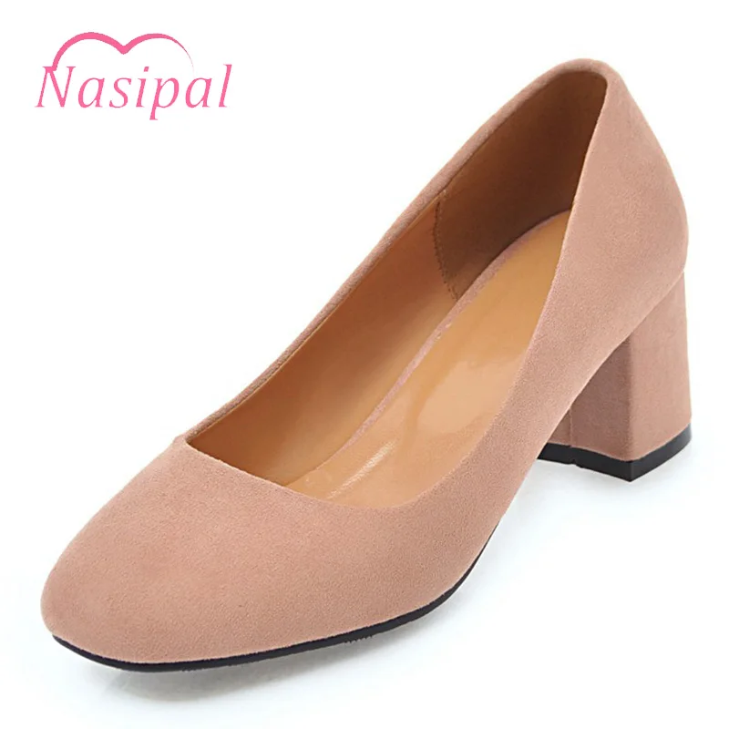 

Nasipal Brand Women Shoes Square Toe Shallow Pumps Shoes Fashion Concise Dress Shoes OL Shoes Thick Heel Sapatos Femininos C252