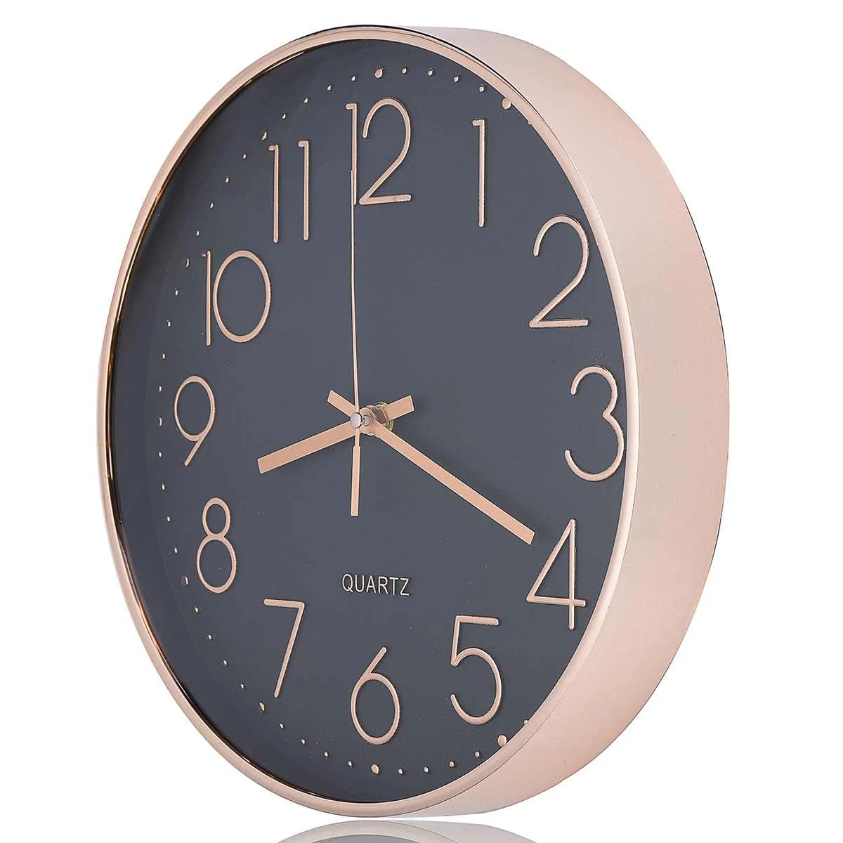 

12 Inch Rose Gold Black Silent Wall Clocks For Bedroom Living Room Simple Design Quartz Wall Hanging Clock Home Decor no Battery
