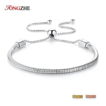 Браслеты из стерлингового серебра 925 пробы и браслеты Регулируемые бусины DIY ювелирные изделия браслет для женщин аксессуары для мужчин цепь змеи