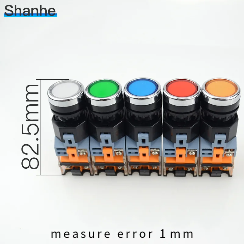 with LED Indicator light 22mm Push Button Switch 12V 24V 220V 380V