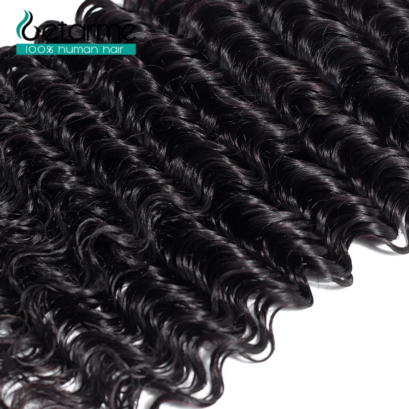 Getarme Malaysian Deep Wave 13x4 Lace Frontal with Bundles Non Remy Human Hair Bundles With Closure Natural Color