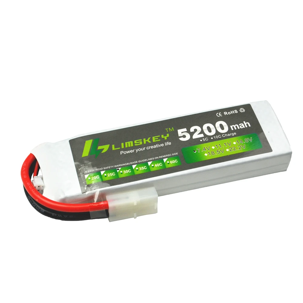 

Limskey Racing 2S lipo battery 7.4v 5200mAh 30C For rc helicopter rc car rc boat quadcopter Li-Polymer battey