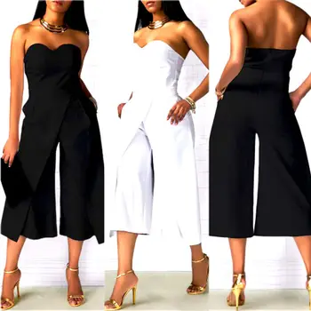 

Plus Size 2017 Fashion Sexy Strapless Women Ladies Clubwear Summer Playsuit Bodycon Party Jumpsuit Romper Loose Trousers